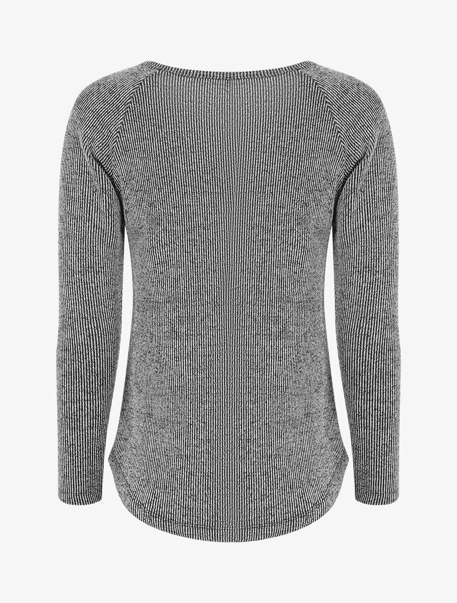 Pull côtelé à boutons - Gris - Image 2