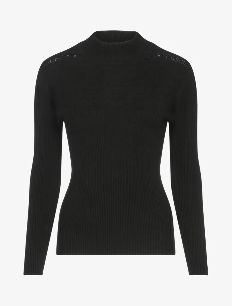 Pull côtelé à détails géométriques - noir