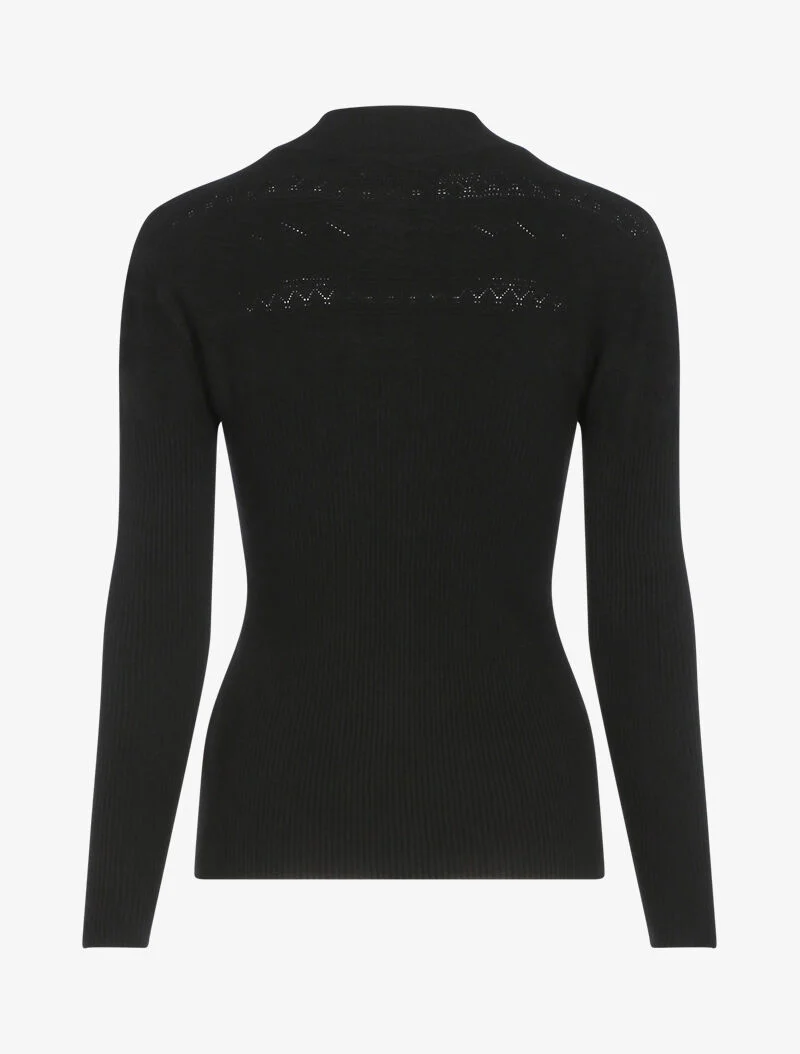Pull côtelé à détails géométriques - noir - Image 2