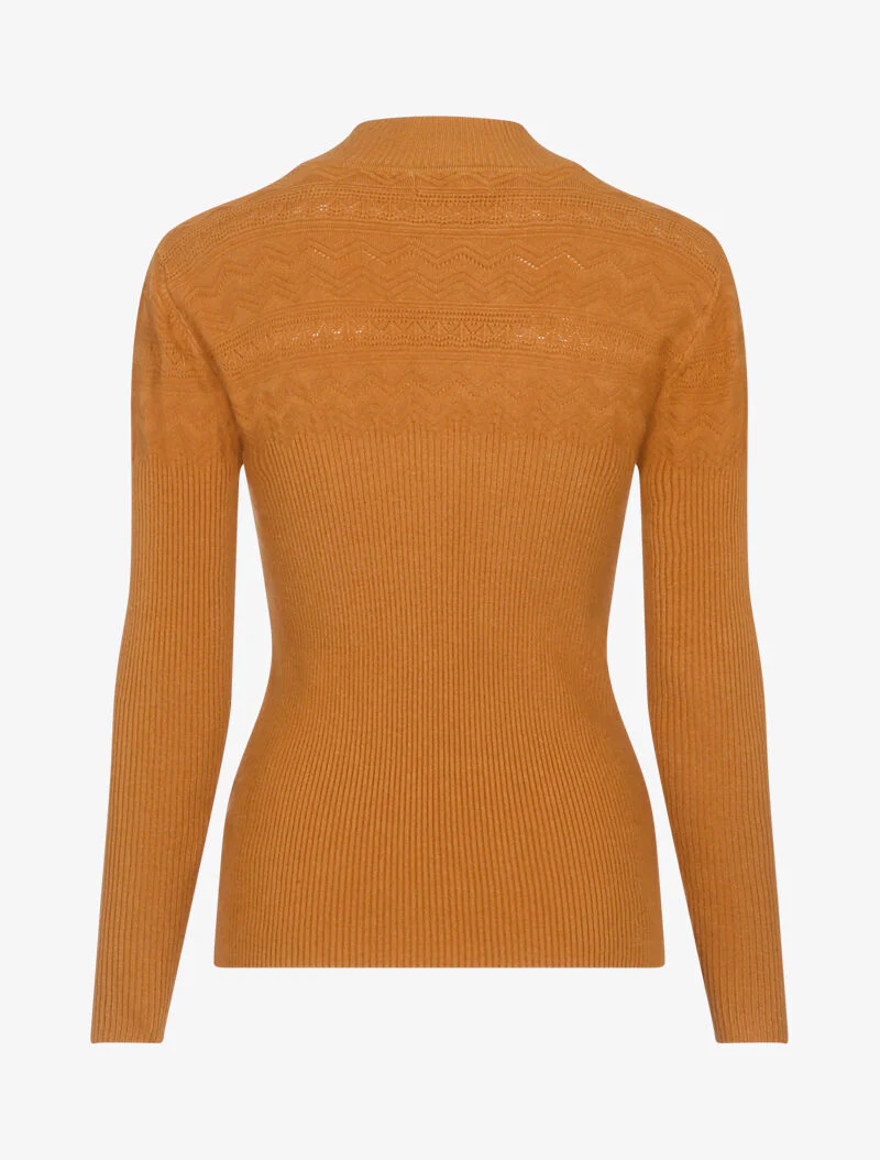 Pull côtelé à détails géométriques - rouille - Image 3