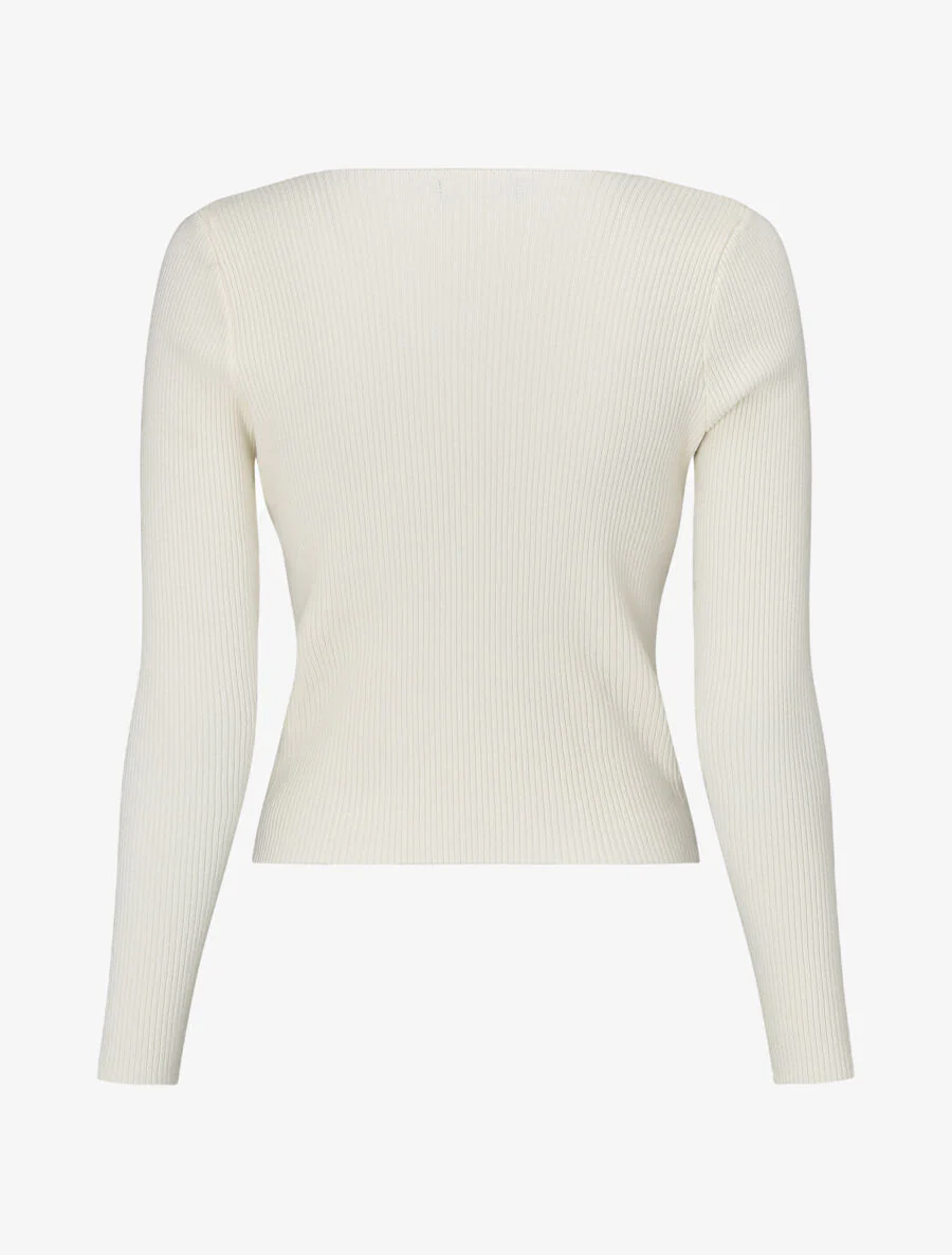 Pull côtélé à zip - Écru - Image 2