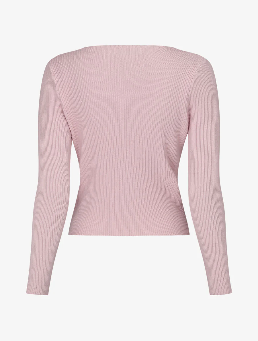 Pull côtélé à zip - Rose - Image 3