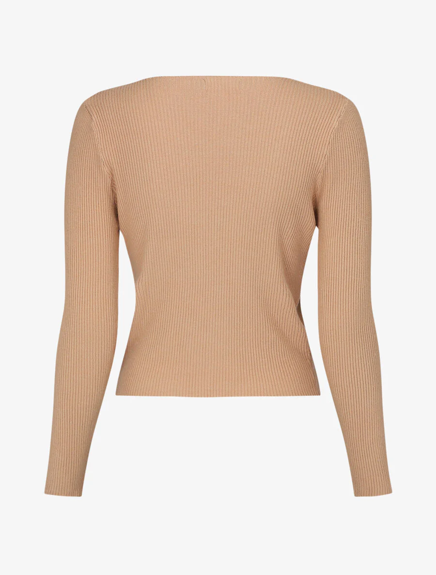 Pull côtélé à zip - Camel - Image 2