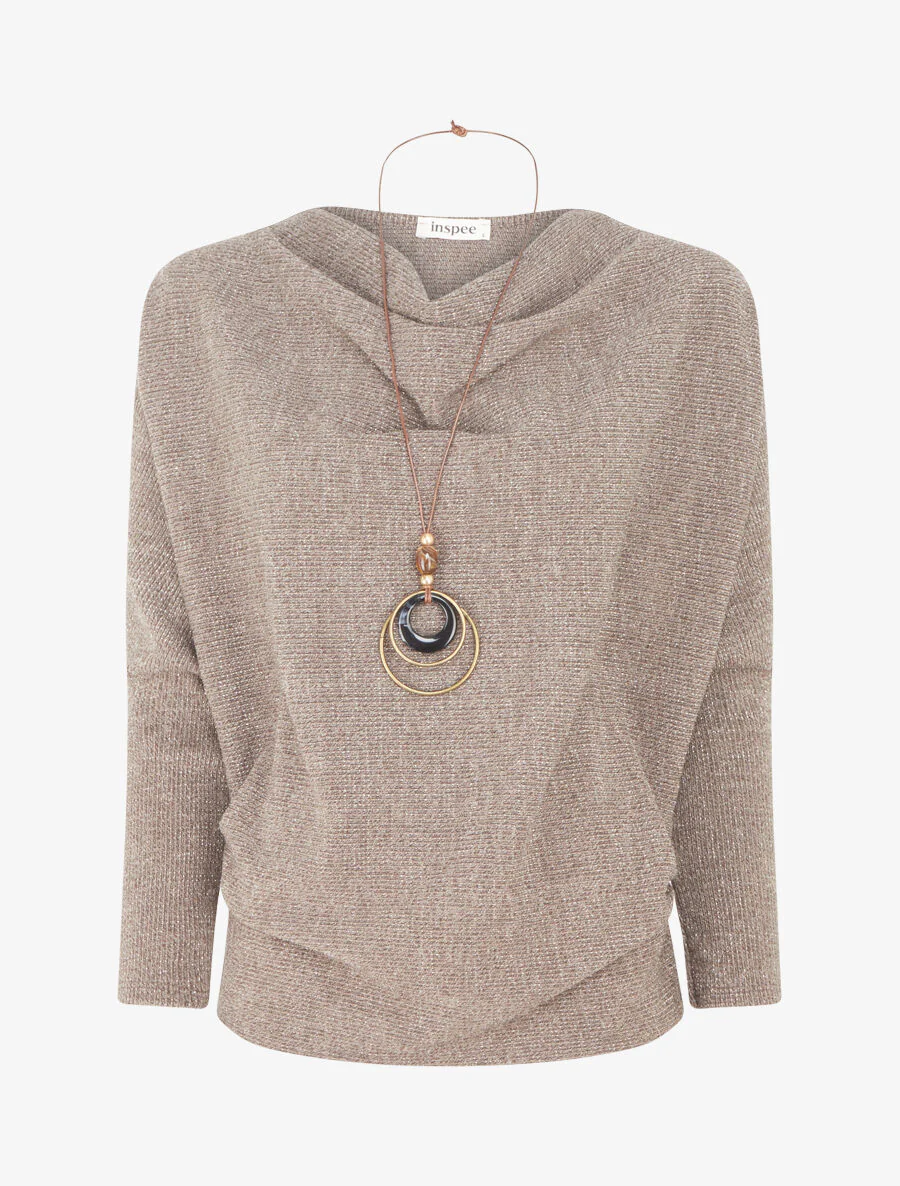 Pull côtelé et irisé - Taupe