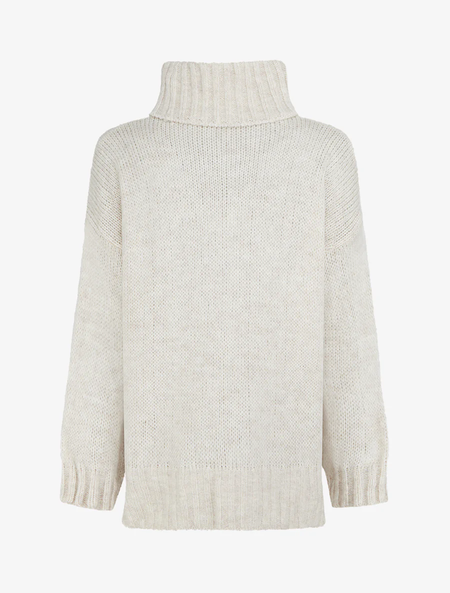 Pull coupe carrée à col roulé - Beige clair - Image 2