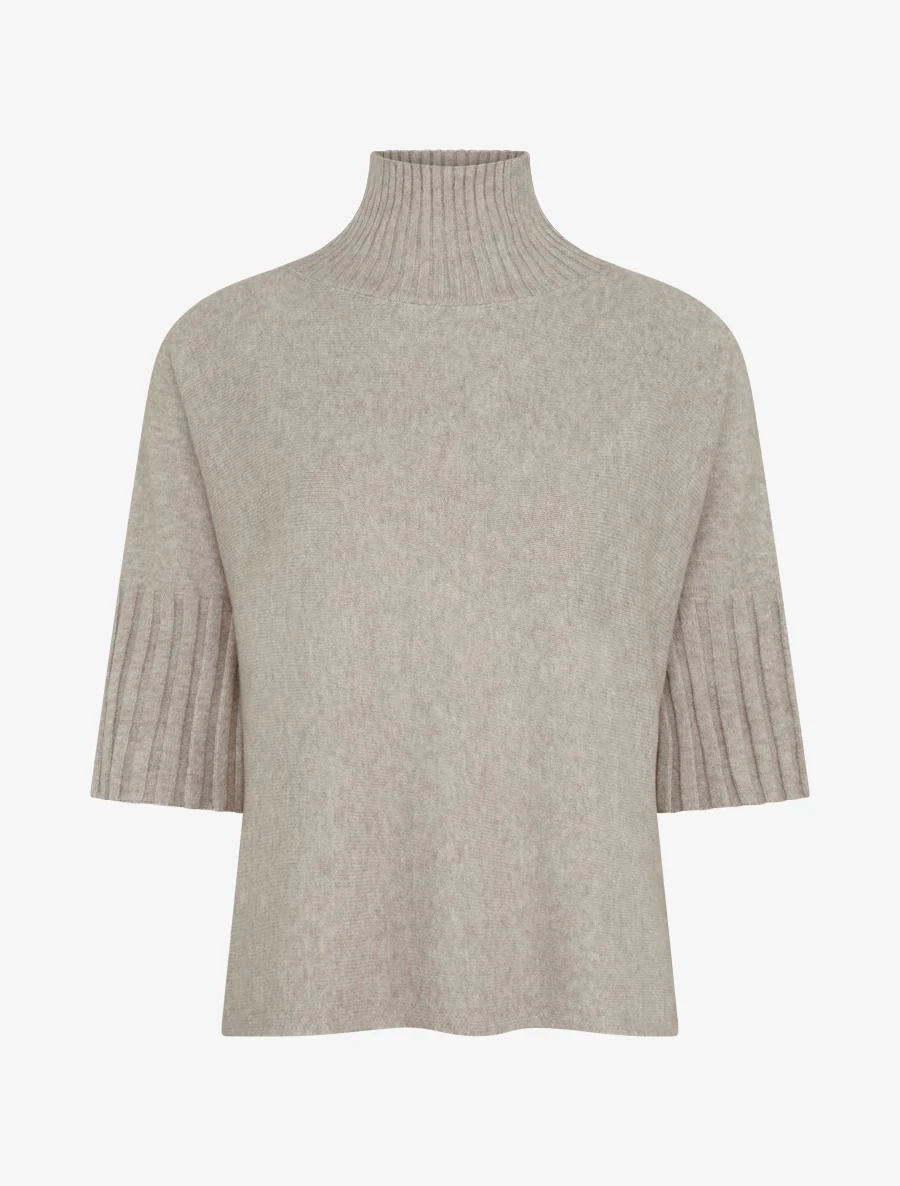Pull coupe carrée à manches courtes - Taupe clair