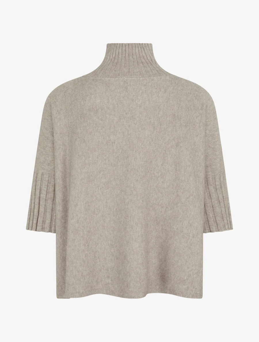 Pull coupe carrée à manches courtes - Taupe clair - Image 2