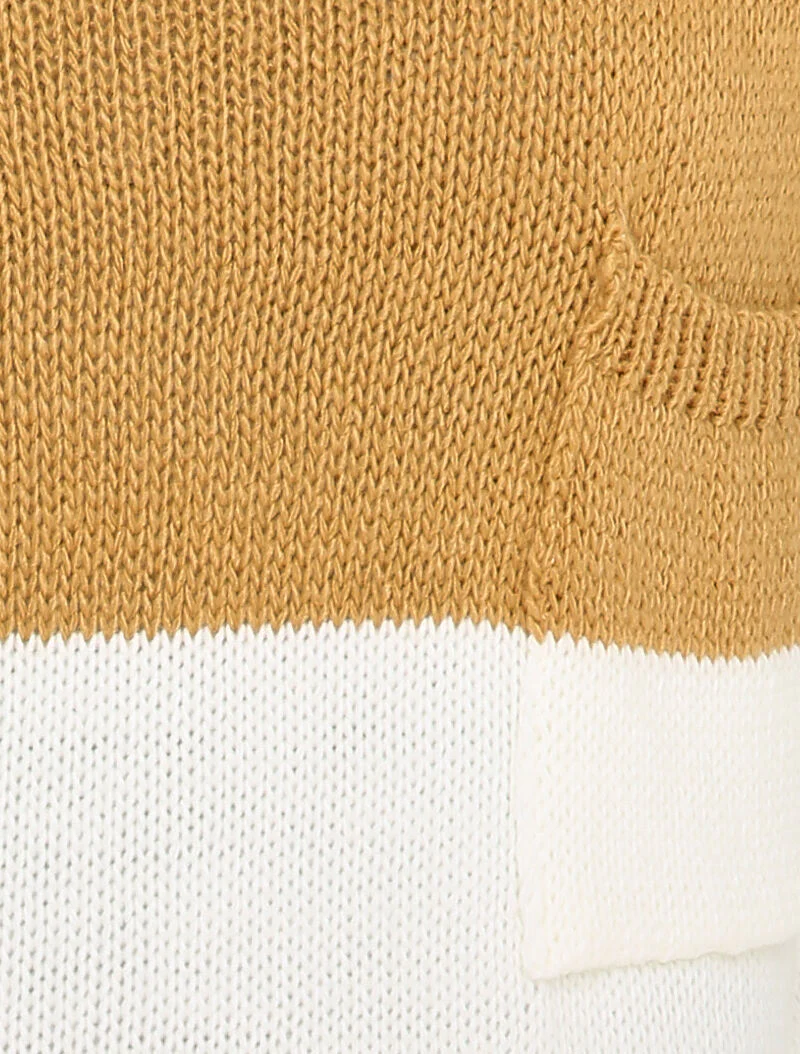 Pull coupe droite bicolore - Camel/noir - Image 3