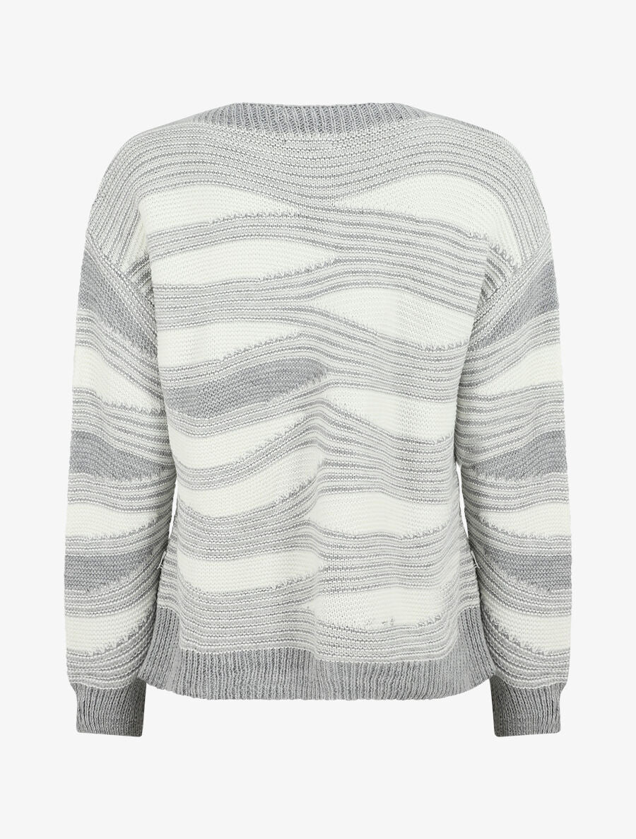 Pull coupe droite imprimé graphique - Gris - Image 2