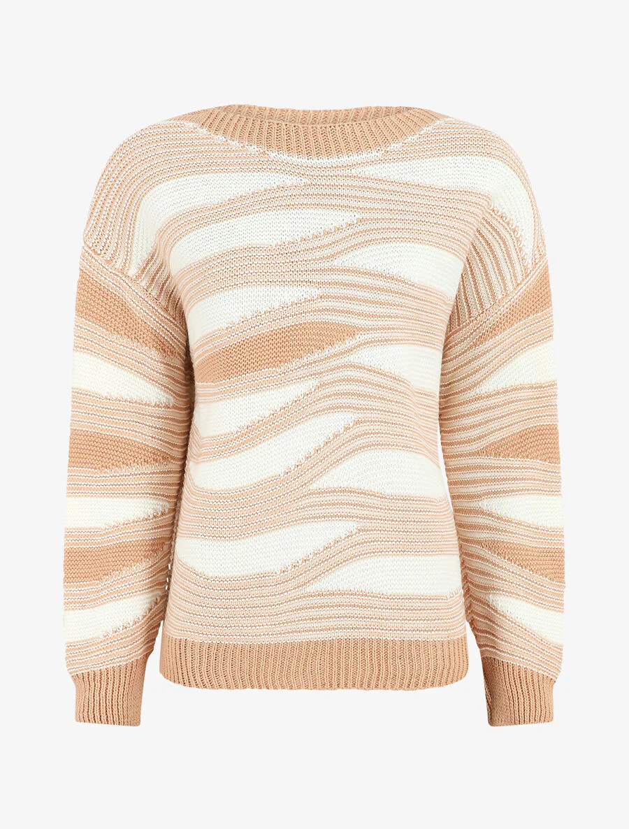 Pull coupe droite imprimé graphique - Rose