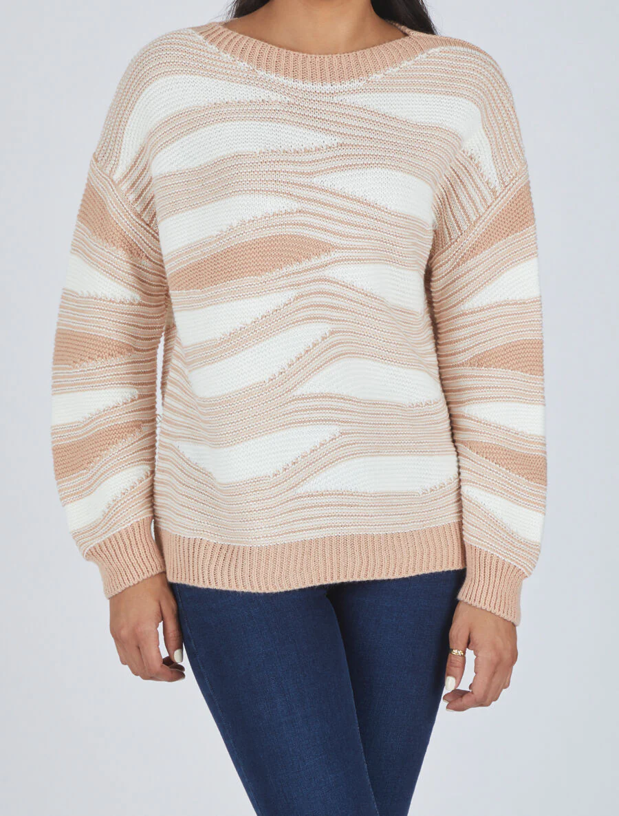 Pull coupe droite imprimé graphique - Rose - Image 4