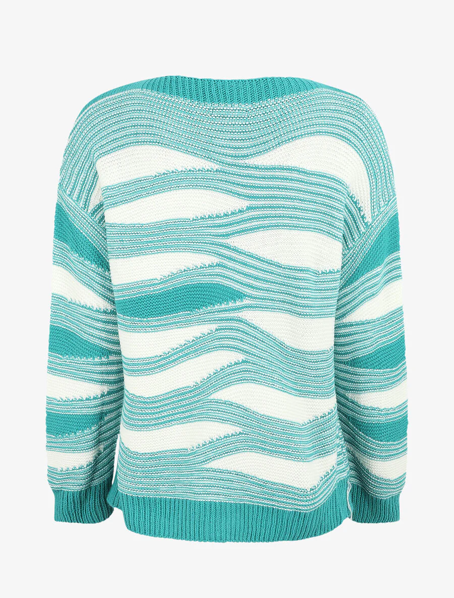 Pull coupe droite imprimé graphique - Turquoise - Image 2