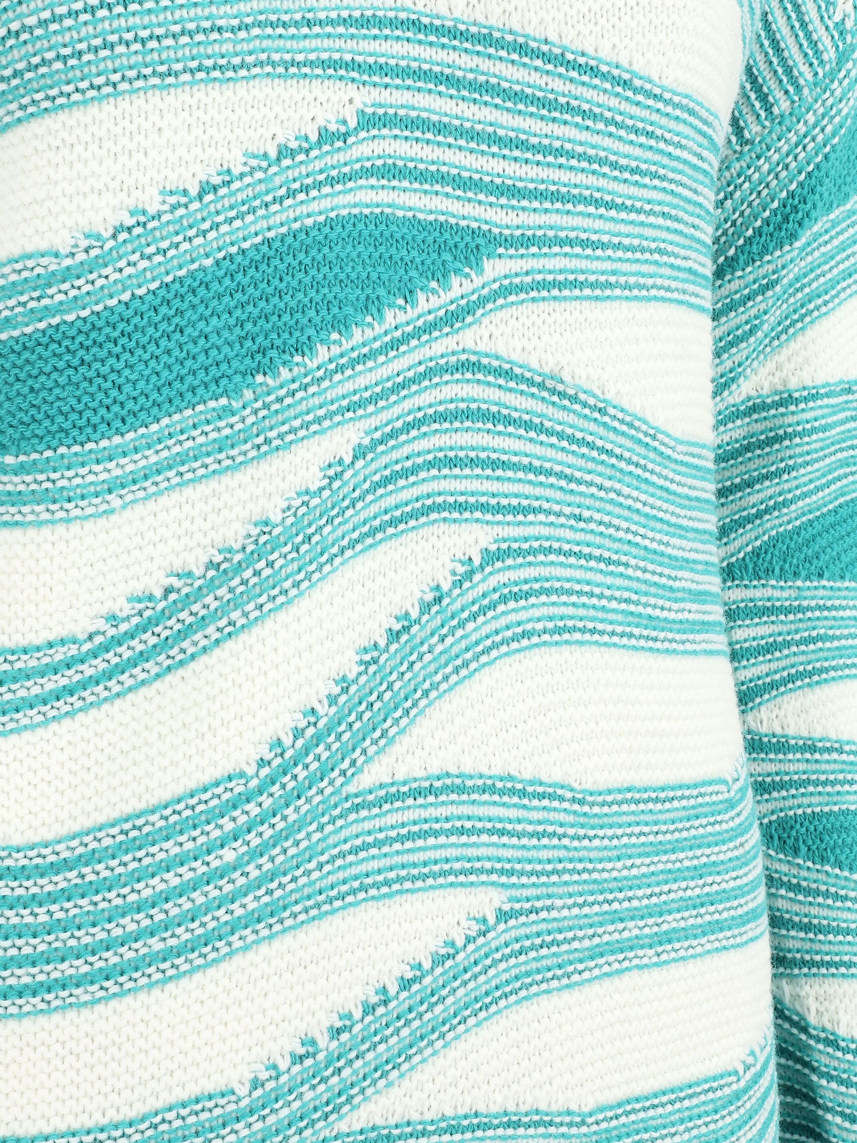 Pull coupe droite imprimé graphique - Turquoise - Image 3