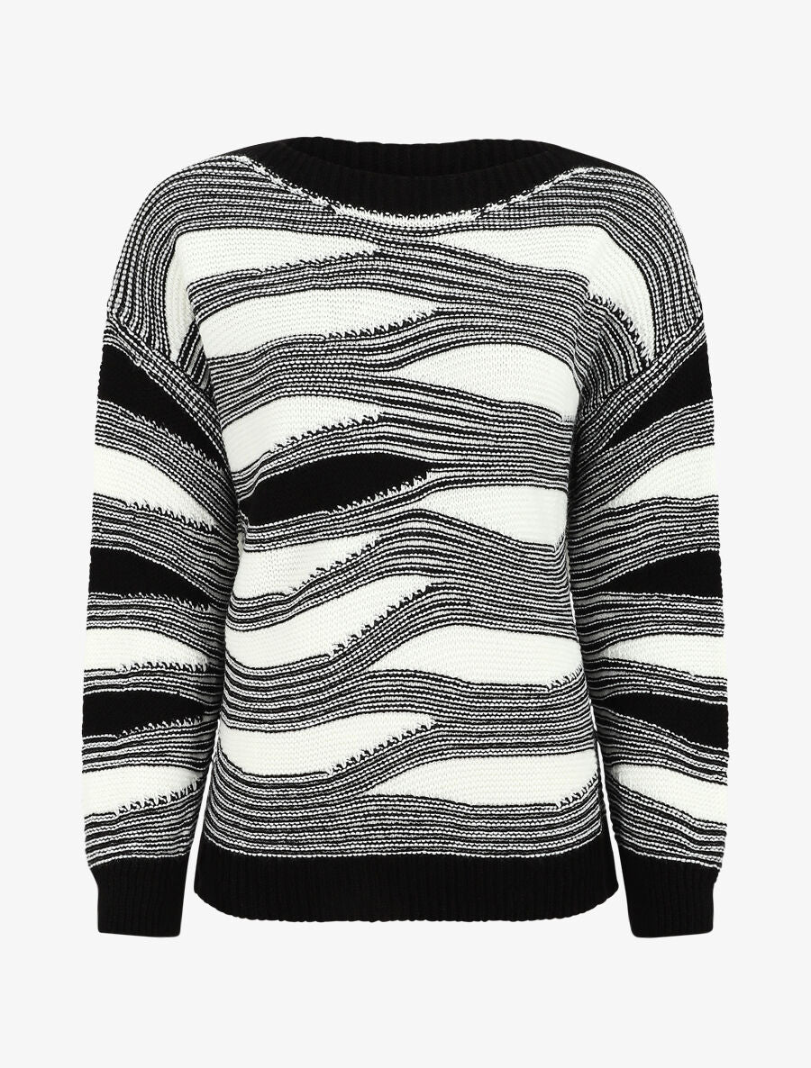 Pull coupe droite imprimé graphique - Noir