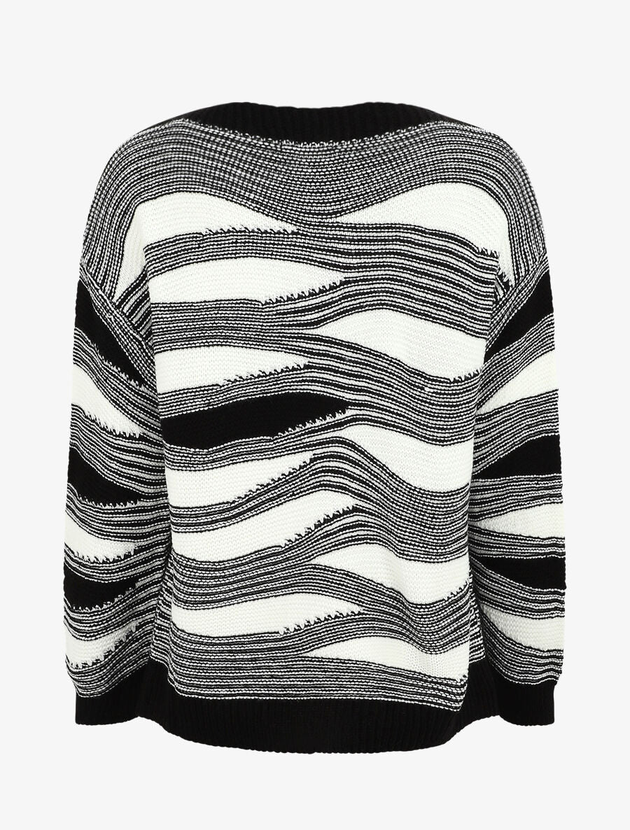 Pull coupe droite imprimé graphique - Noir - Image 2