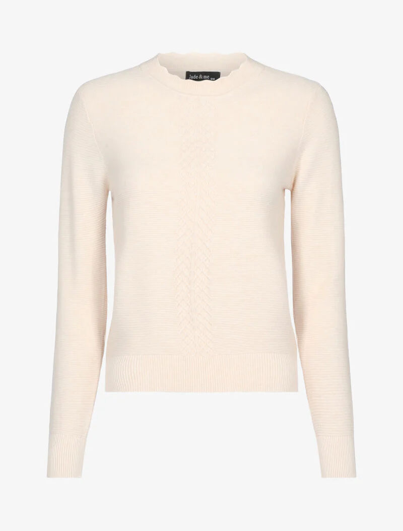Pull court à bande géométrique - beige