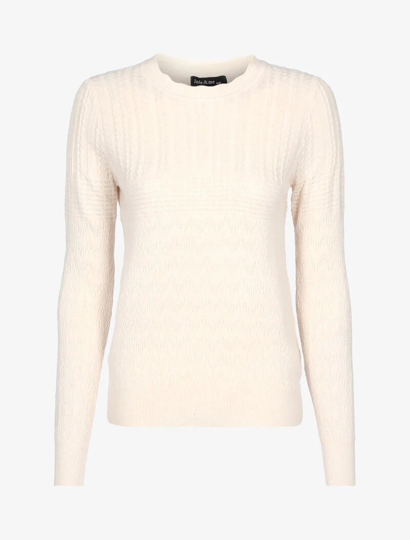 Pull court à détails géométriques texturés - beige