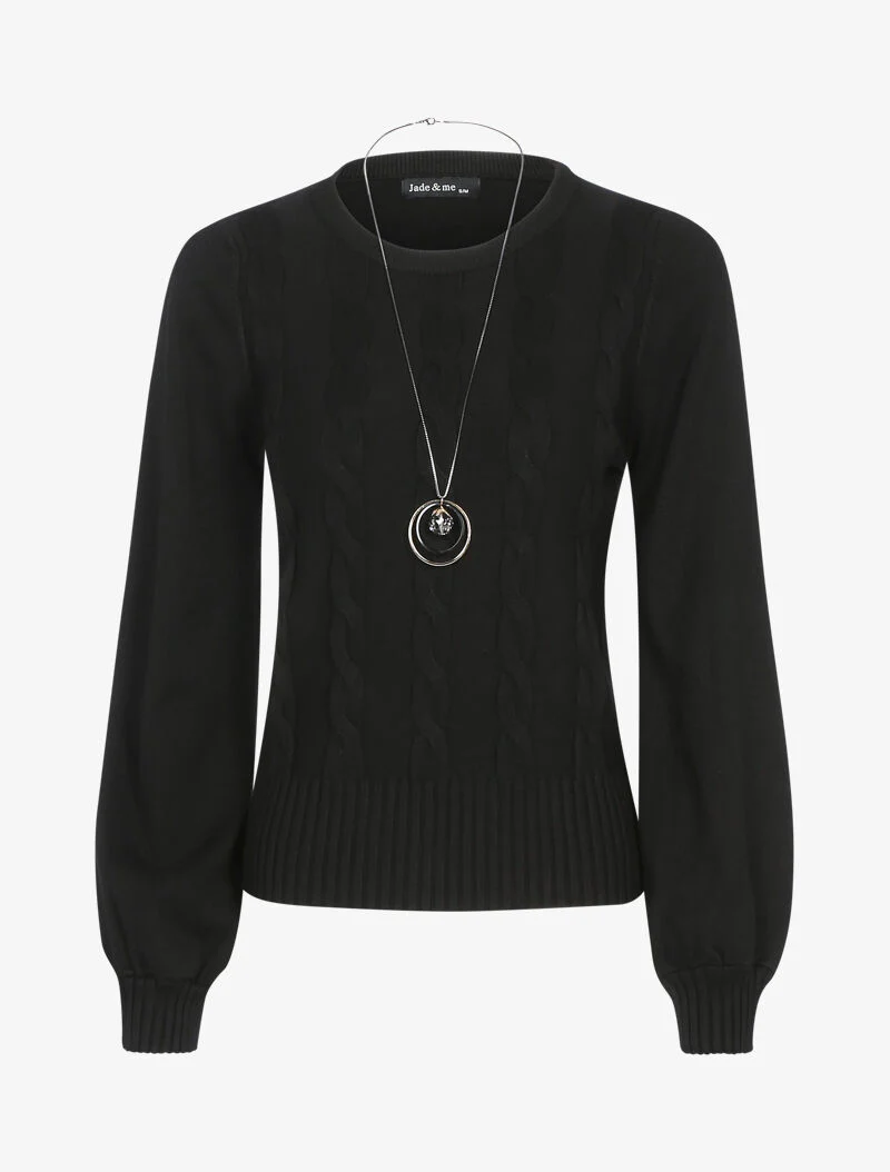 Pull court à détails torsadés - noir