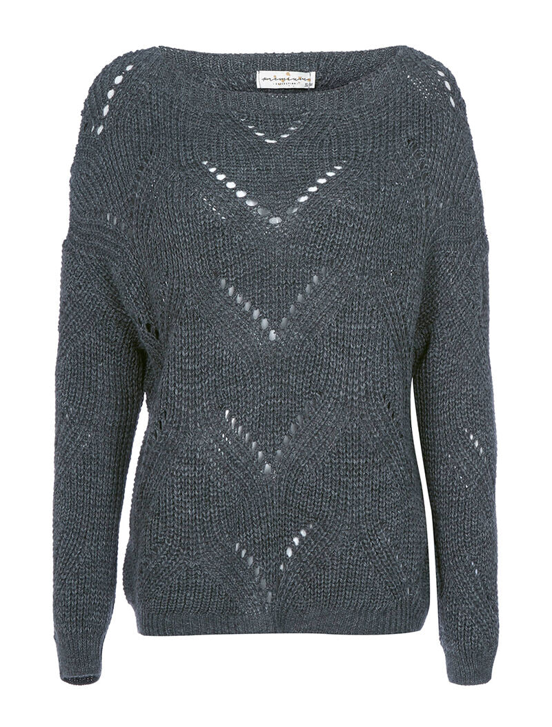 Pull court effet tricot - gris foncé
