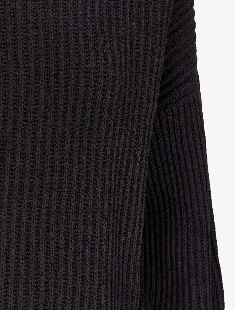Pull court en grosse maille à col montant - Noir - Image 3