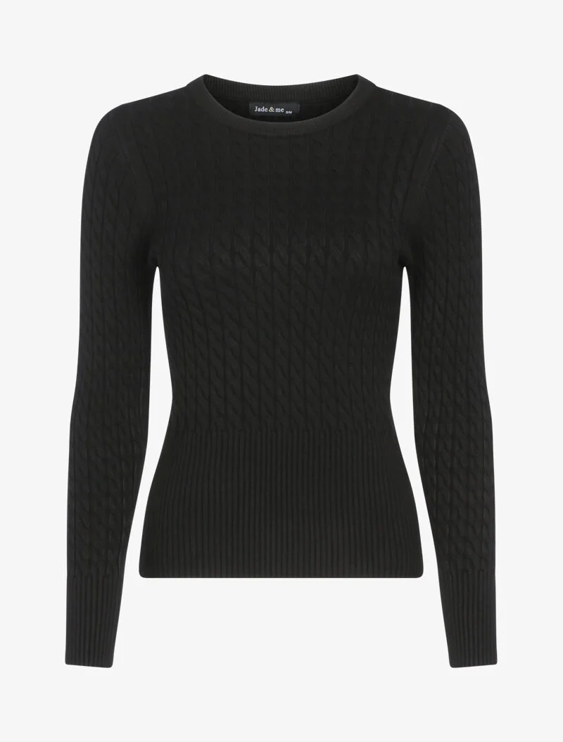 Pull court en maille torsadée - noir