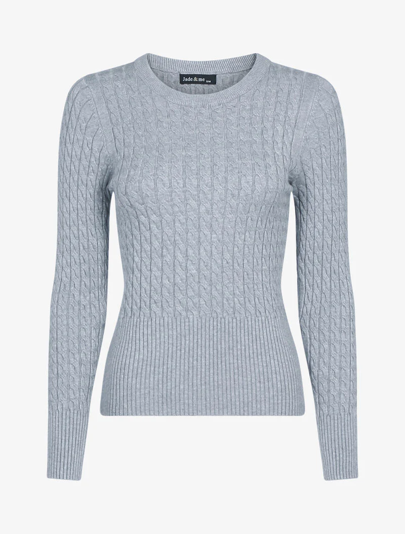 Pull court en maille torsadée - gris clair