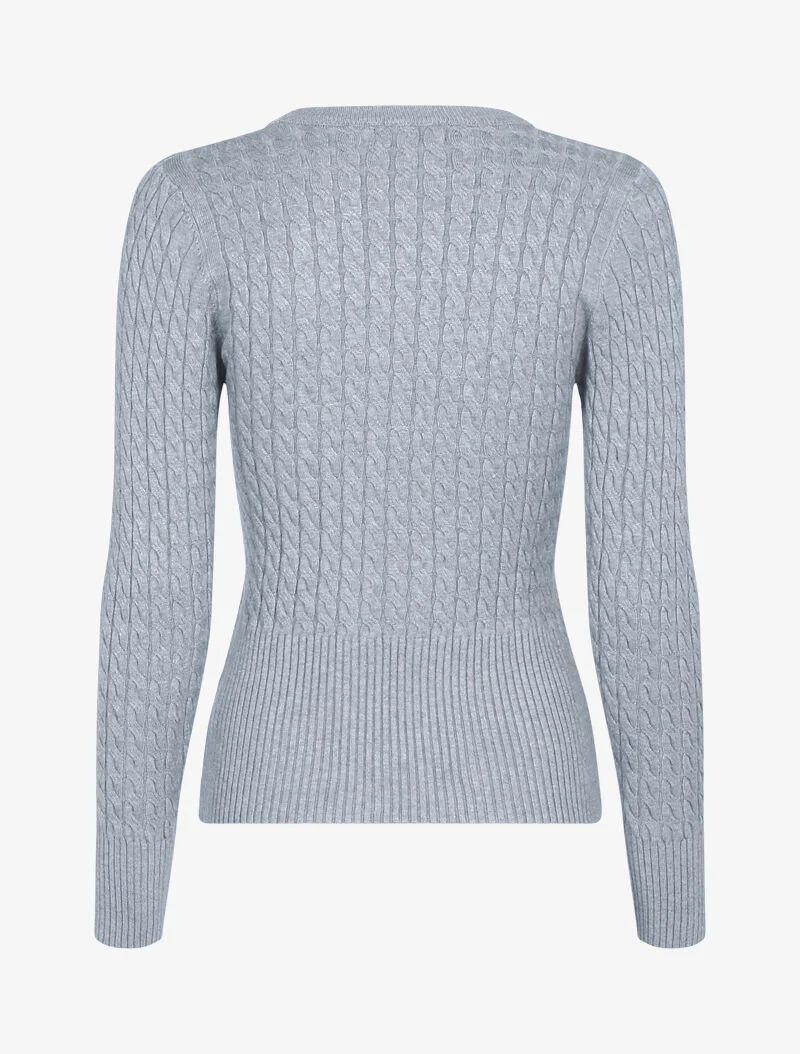 Pull court en maille torsadée - gris clair - Image 2