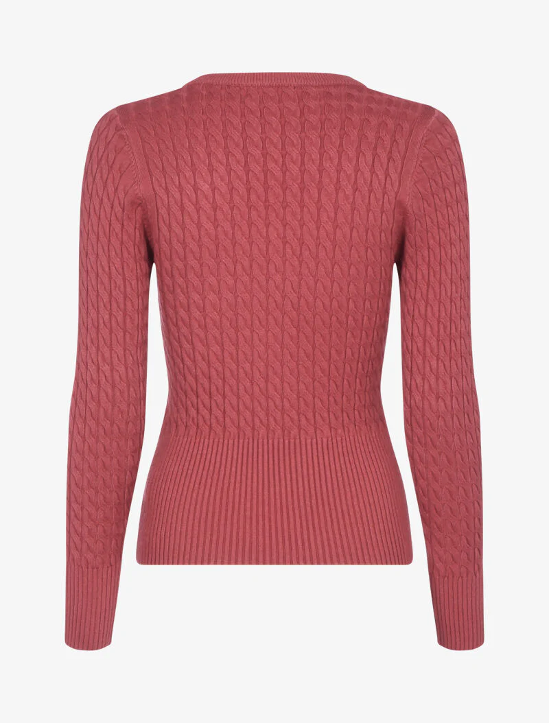 Pull court en maille torsadée - rose foncé - Image 2