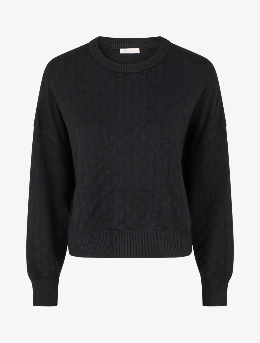 Pull court et ample en maille texturée - Noir