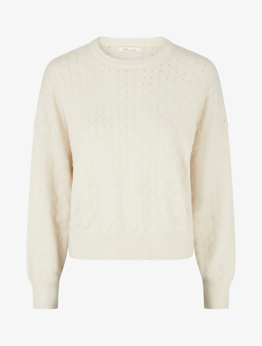 Pull court et ample en maille texturée - Écru