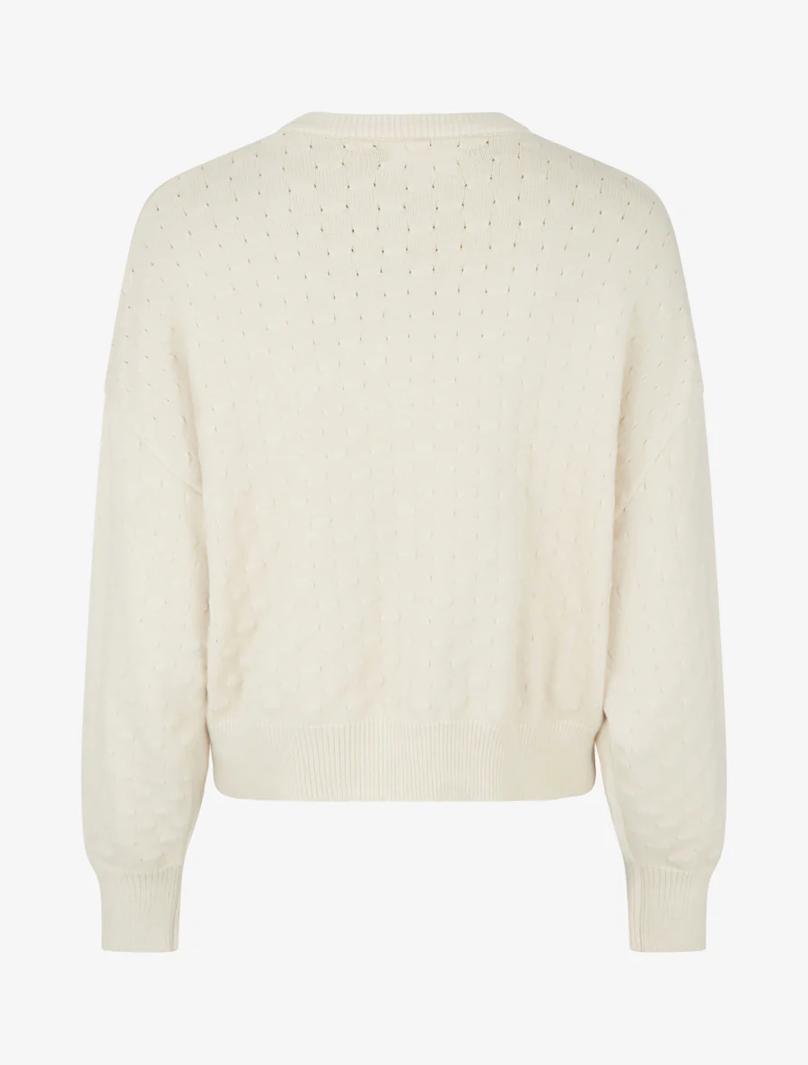 Pull court et ample en maille texturée - Écru - Image 2