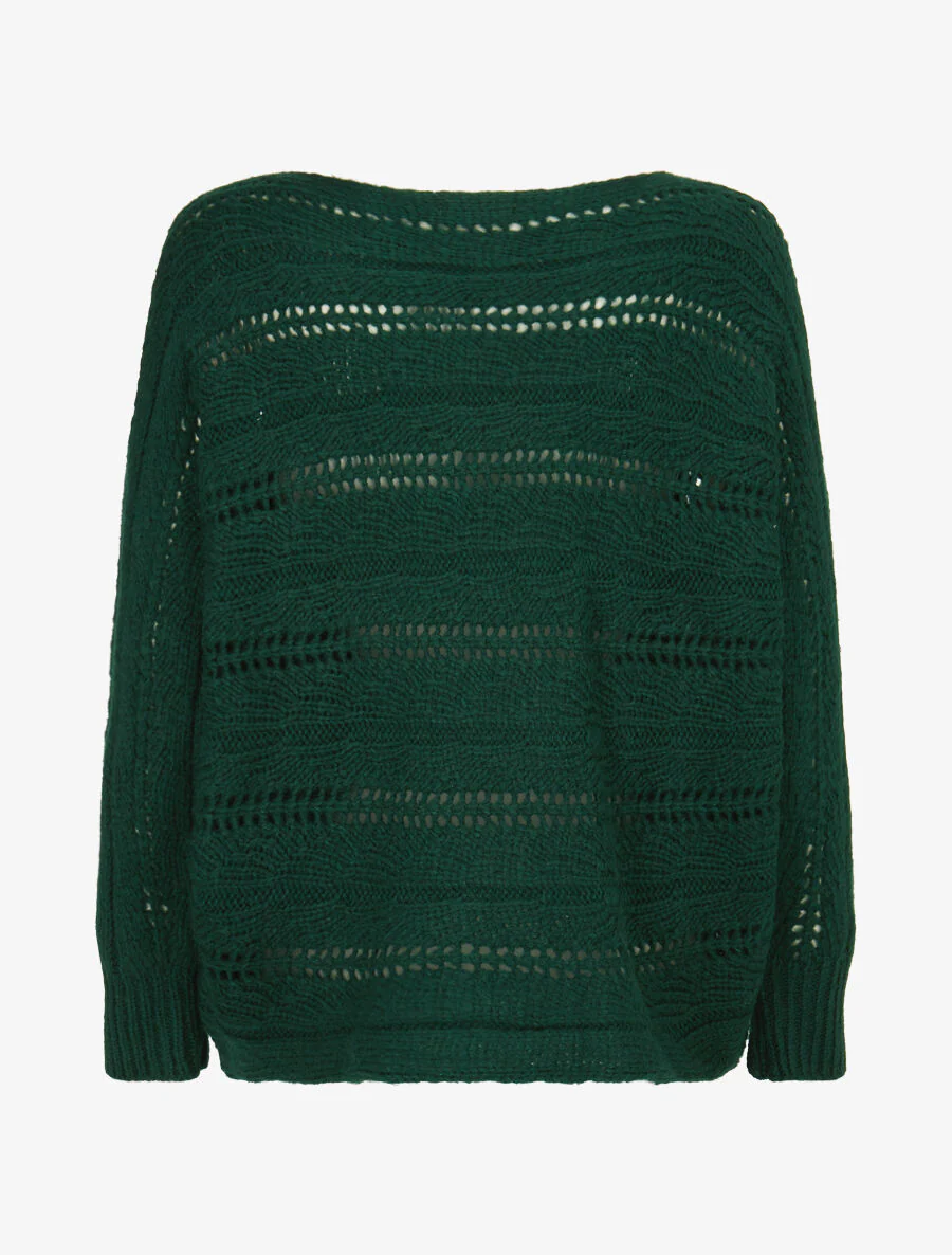 Pull dolman ajouré - Vert - Image 2