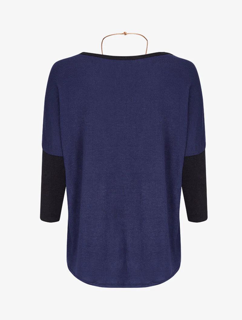 Pull dolman oversize avec sautoir - Marine - Image 2