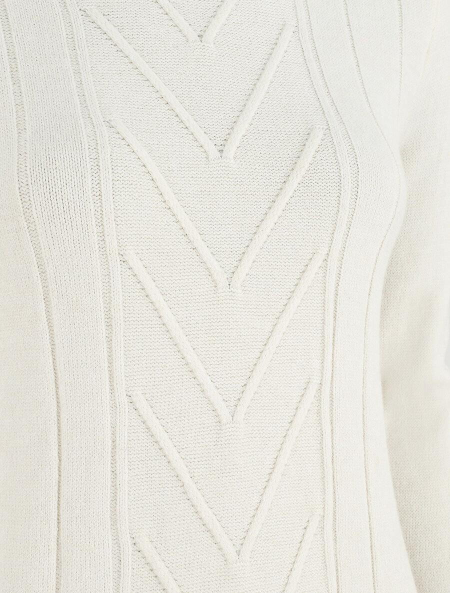 Pull doux à col montant - Blanc - Image 3