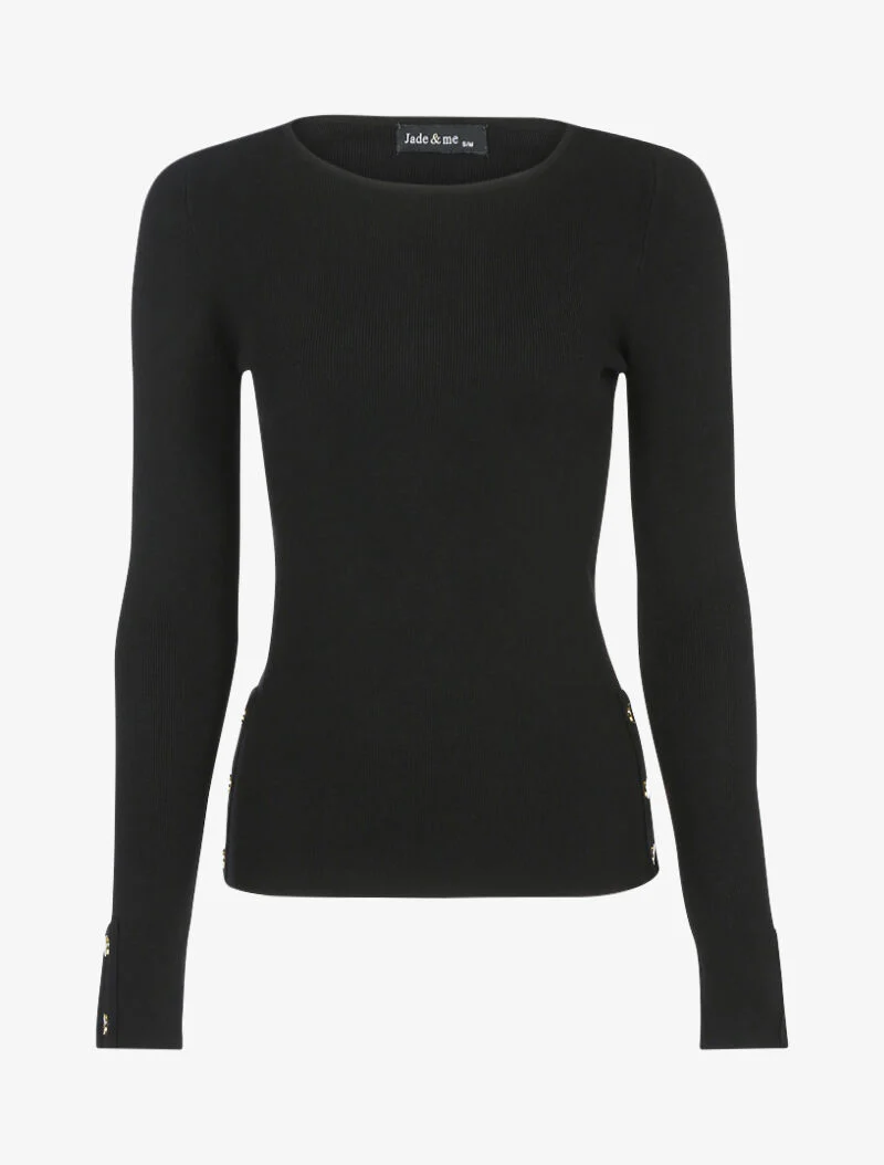 Pull doux à détails boutonnés - noir