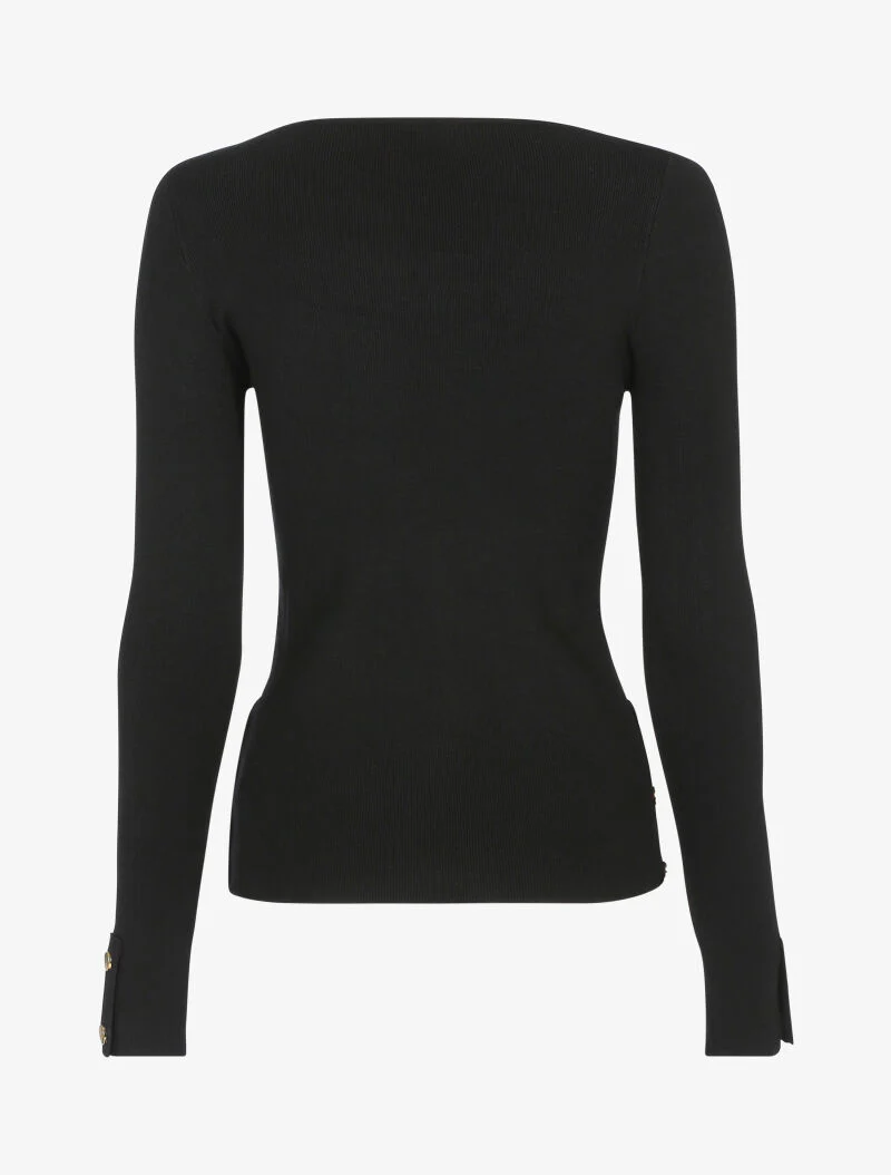 Pull doux à détails boutonnés - noir - Image 2