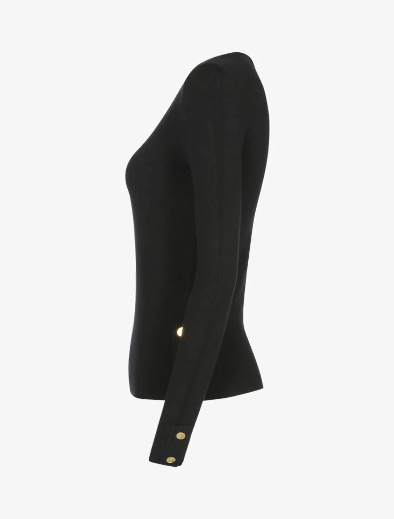 Pull doux à détails boutonnés - noir - Image 3