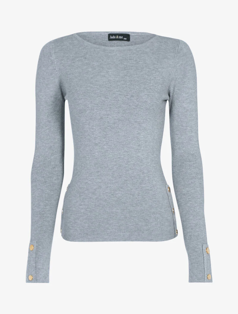 Pull doux à détails boutonnés - gris clair