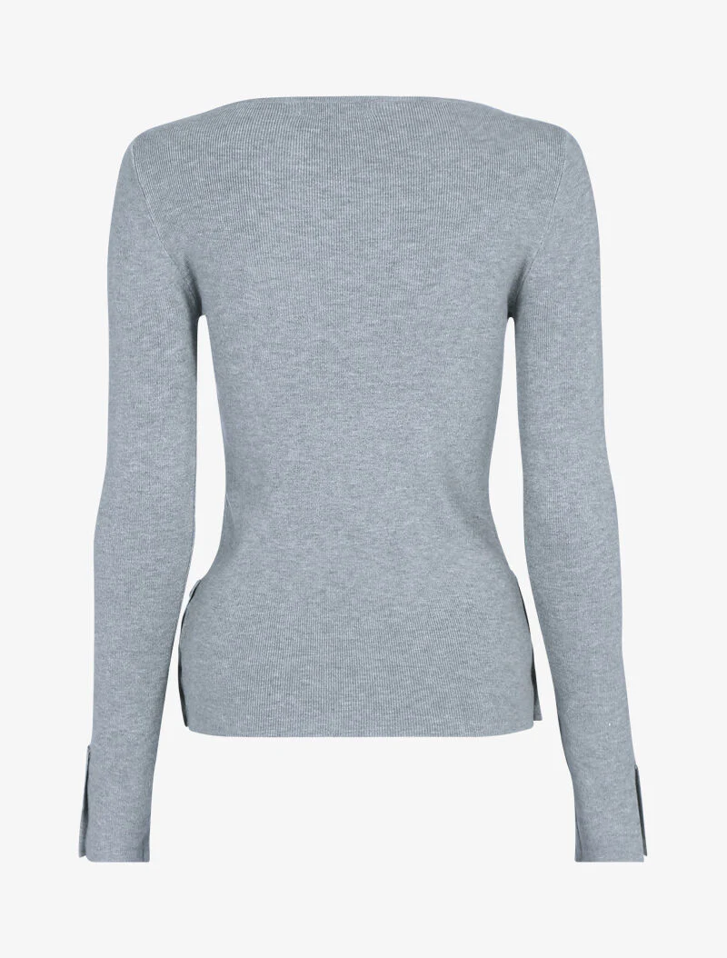 Pull doux à détails boutonnés - gris clair - Image 2