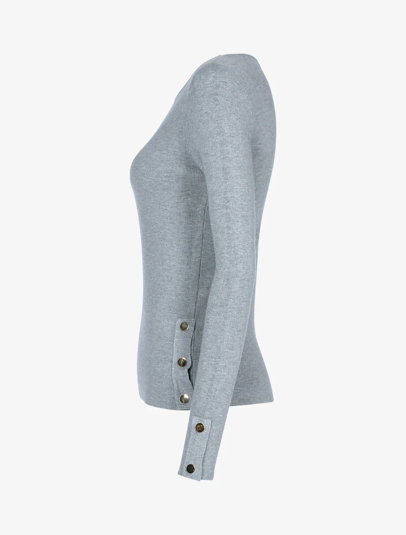 Pull doux à détails boutonnés - gris clair - Image 3