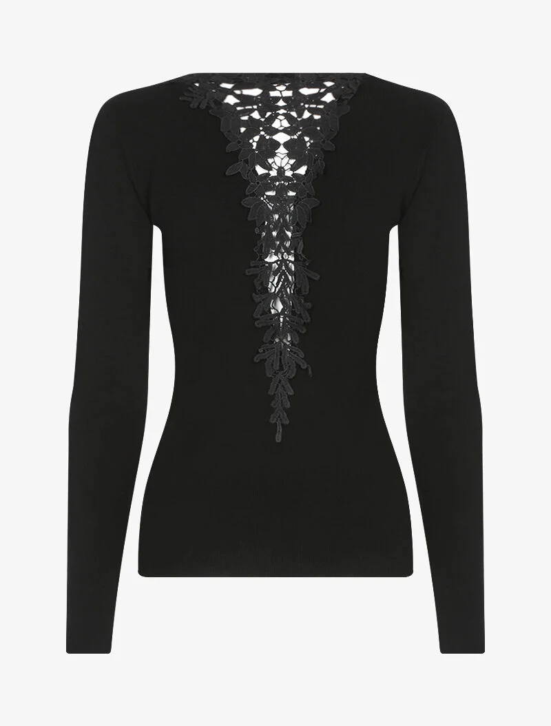 Pull doux à dos brodé - noir - Image 2