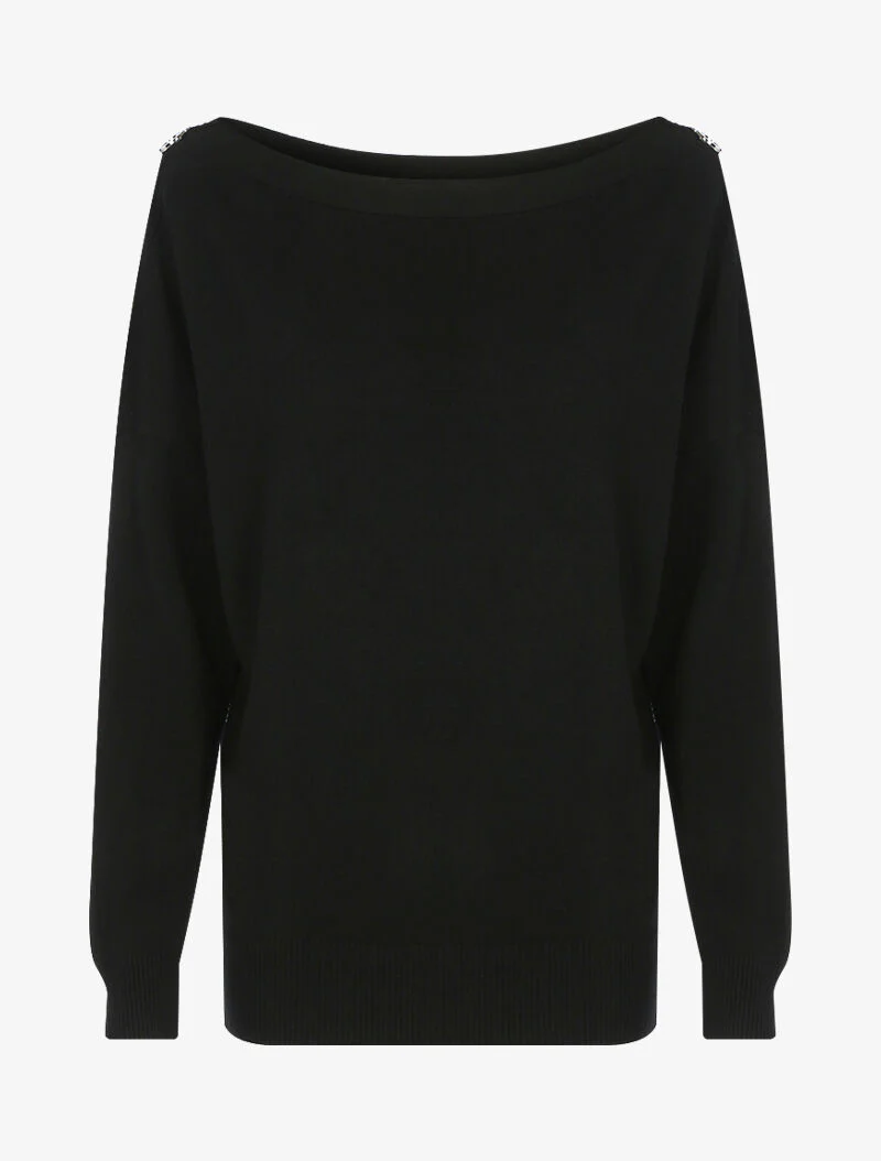 Pull doux à épaules zippées - noir - Image 2