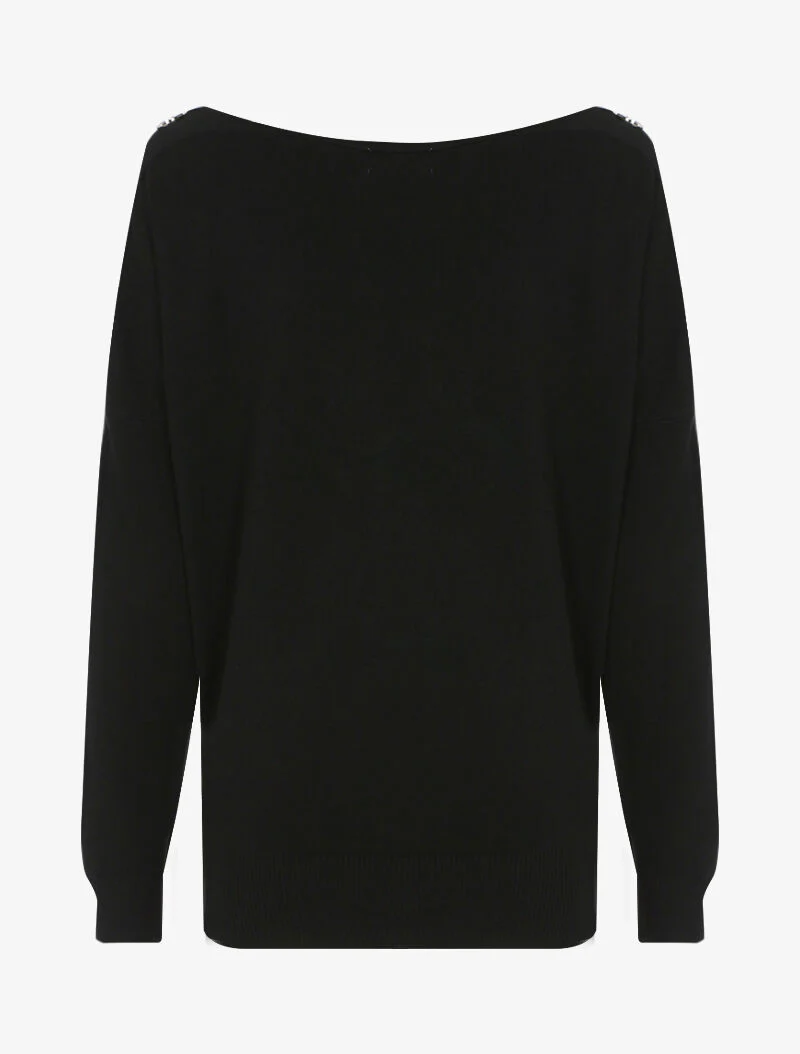 Pull doux à épaules zippées - noir - Image 3