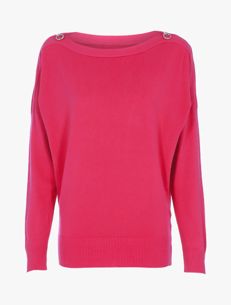 Pull doux à épaules zippées - fushia