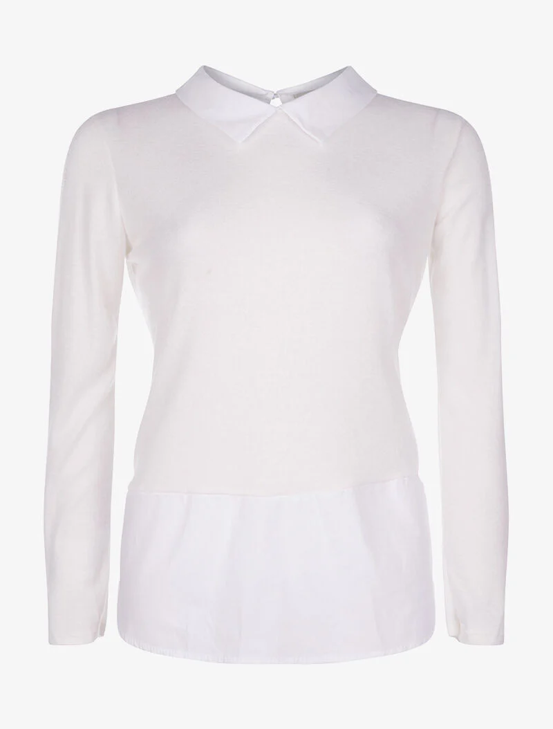 Pull doux détail chemise - blanc