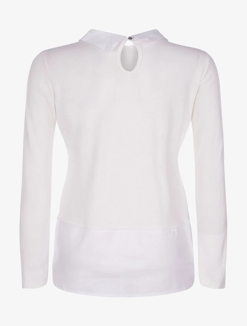 Pull doux détail chemise - blanc - Image 2