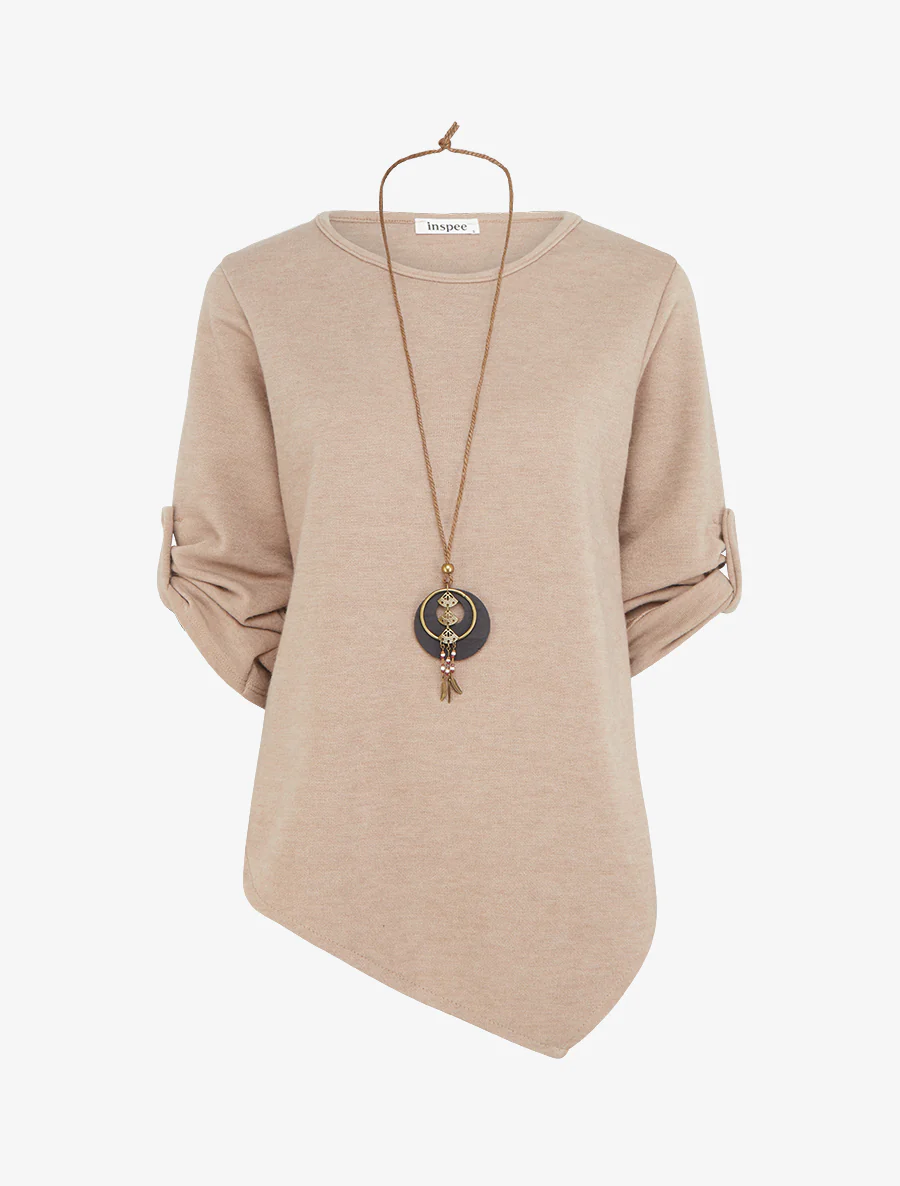 Pull droit à bords asymétriques - Taupe