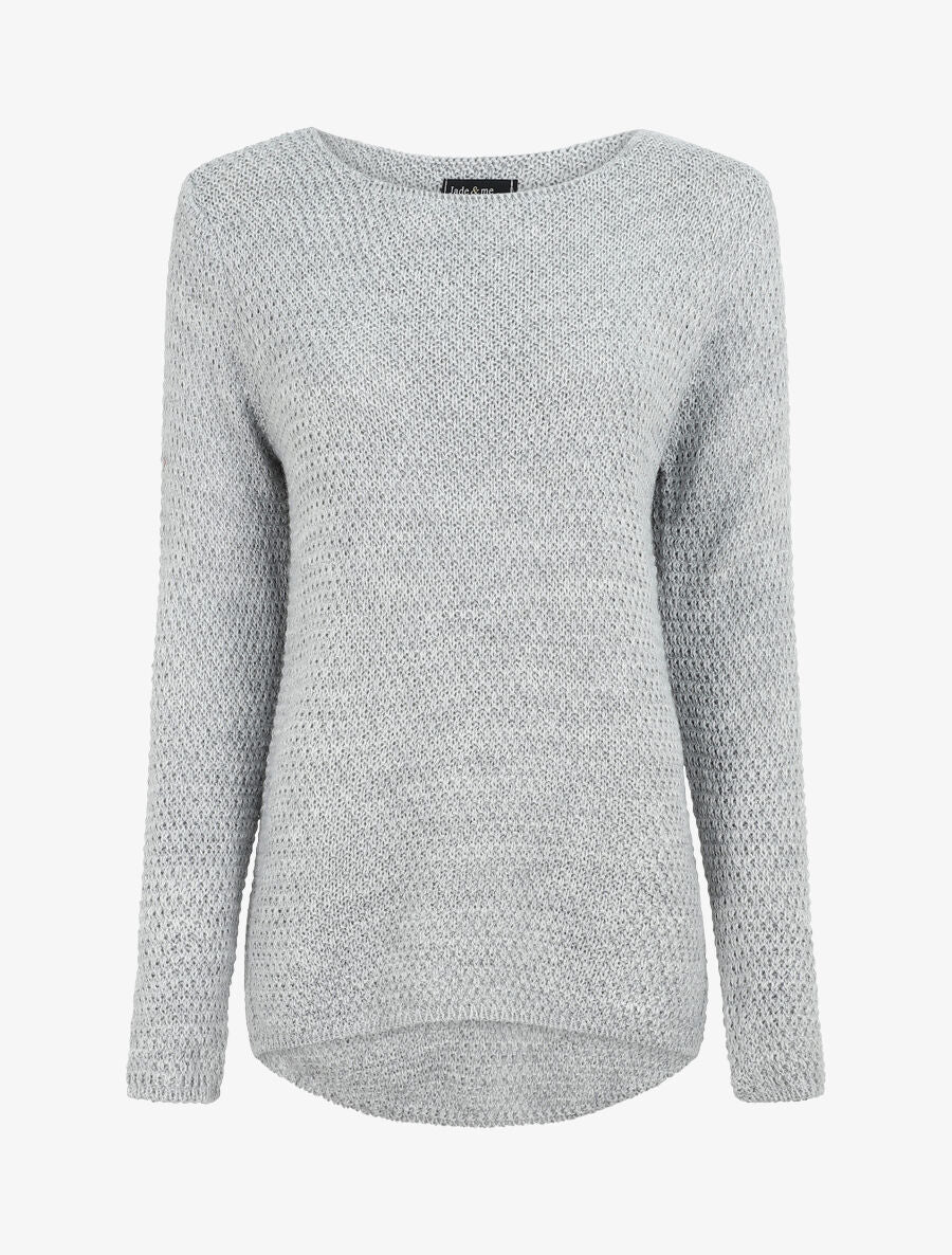 Pull droit à col rond - Gris clair