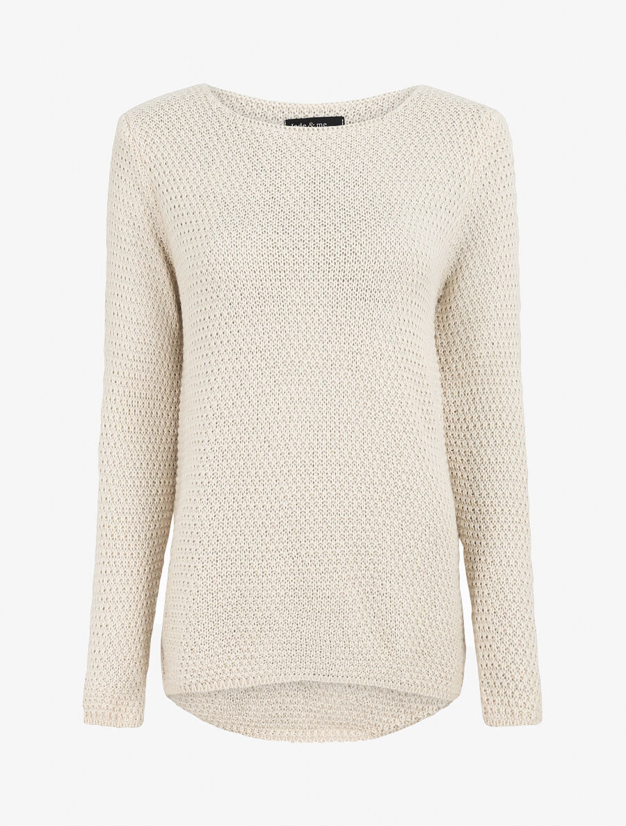 Pull droit à col rond - Beige