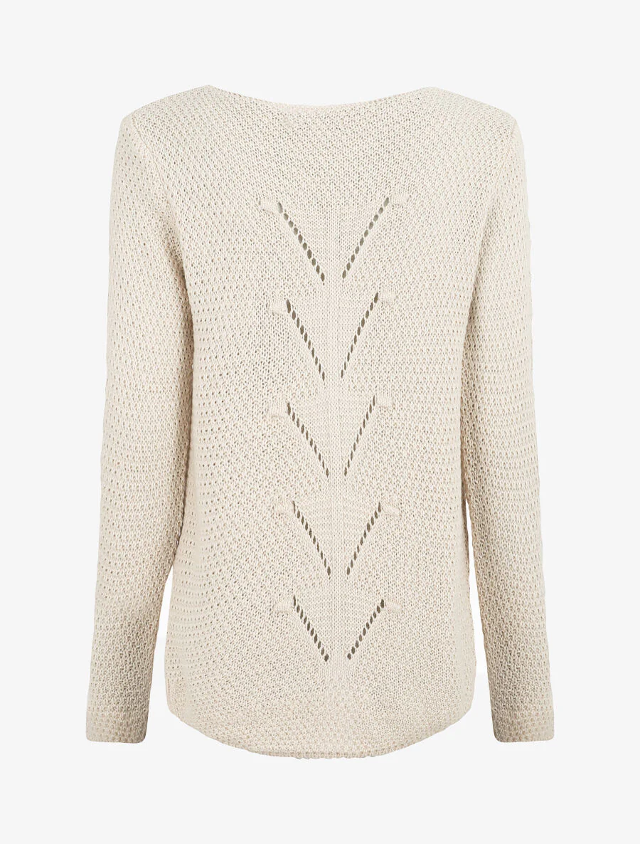 Pull droit à col rond - Beige - Image 2